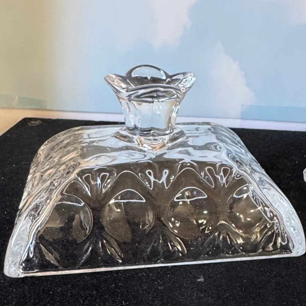 Elegant Vintage-inspired Clear Glass Butter Dish by Italo Homes